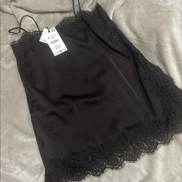 ZARA SATIN EFFECT LACE TOP ZW COLLECTION - Picture 15 of 16